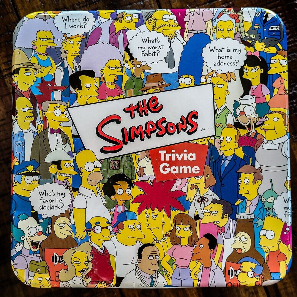 The Simpsons Trivia Card Game Collectors Tin 2000 Classic + Posters Complete VTG